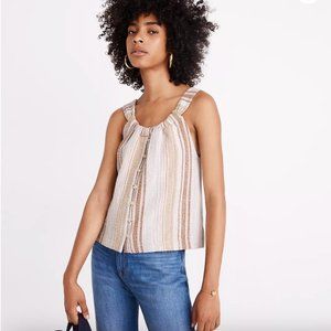 Madewell Texture & Thread Button-Front Swing Tank in Cates Stripe